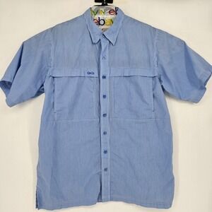 GameGuard Shirt Mens‎ Large Fishing Button Down Vented Performance Blue White